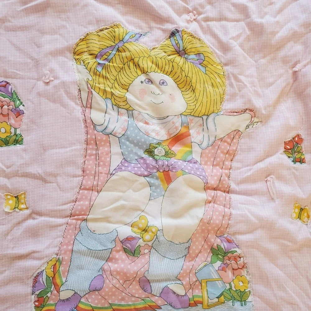 Homemade Cabbage Patch Kids‎ Babies Blanket Quilt 1983 Dance Leg Warmers Pink